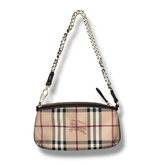 Burberry Haymarket Check Clara Pochette in Chocolate | EUC - Picture 1 of 12